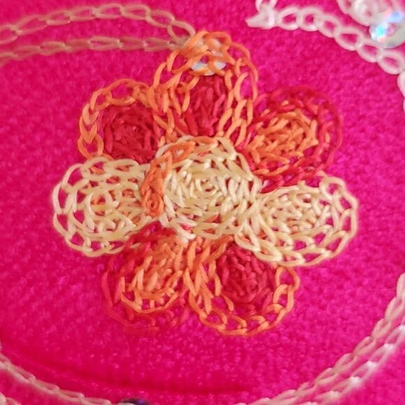 HANDMADE Embroidered Sequined Designed Pink Shawl - Picture 10 of 13